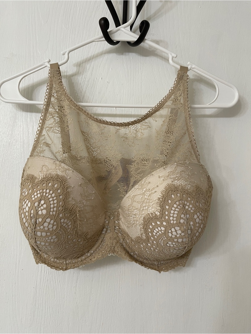 Victoria's Secret Lace High-Neck Bralette in Taupe